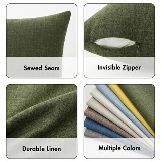 Foto 3 | Foto 3 | Fundas De Almohada Miulee Decorativas De Lino, Arpillera, 50 X 50 Cm, Color Oliva Oscuro - Venta Internacional.