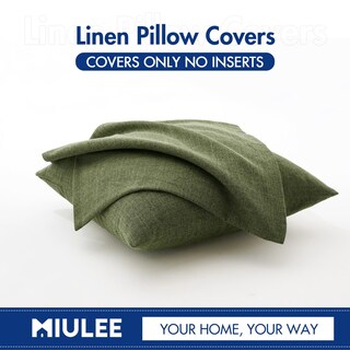 Foto 6 | Foto 6 | Fundas De Almohada Miulee Decorativas De Lino, Arpillera, 50 X 50 Cm, Color Oliva Oscuro - Venta Internacional.