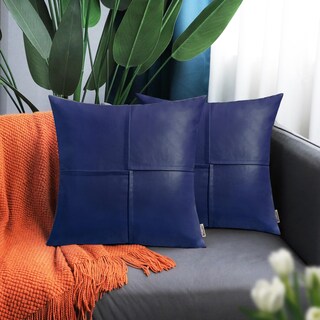 Foto 2 | Foto 2 | Fundas De Cojín Brawarm De Piel Sintética De 55 Cm, Azul Marino, X2 - Venta Internacional.
