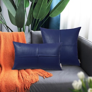 Foto 3 | Foto 3 | Fundas De Cojín Brawarm De Piel Sintética De 55 Cm, Azul Marino, X2 - Venta Internacional.