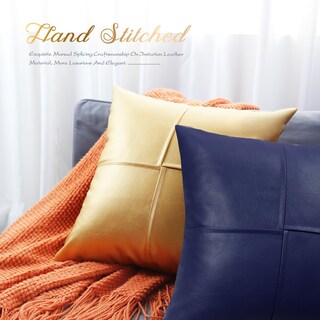 Foto 5 | Foto 5 | Fundas De Cojín Brawarm De Piel Sintética De 55 Cm, Azul Marino, X2 - Venta Internacional.