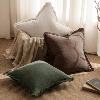 Foto 5 | Foto 5 | Juego De Fundas De Cojín Miulee Con Flecos De Lino, 2 Unidades, 50 X 50 Cm, Color Verde - Venta Internacional.