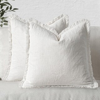 Foto 1 | Foto 1 | Fundas De Almohada Miulee De Lino Con Flecos, Color Blanco, 50 X 50 Cm, Juego De 2 - Venta Internacional.