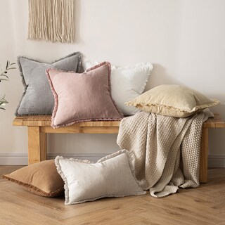 Foto 5 | Foto 5 | Fundas De Almohada Miulee De Lino Con Flecos, Color Blanco, 50 X 50 Cm, Juego De 2 - Venta Internacional.