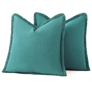 Foto 6 | Foto 6 | Juego De 2 Fundas De Cojín Miulee De Lino Con Flecos, 50 X 50 Cm, Color Verde Azulado - Venta Internacional.
