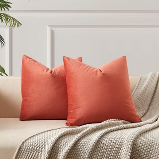Foto 1 | Foto 1 | Juego De 2 Fundas De Almohada Juspurbet De Terciopelo Albaricoque De 70 X 70 Cm - Venta Internacional.