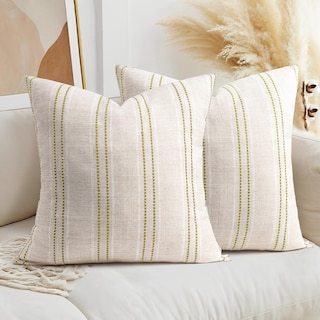 Foto 1 | Foto 1 | Fundas De Almohada Aels Decorative Farmhouse De Lino De 55 X 55 Cm, Color Beige - Venta Internacional.