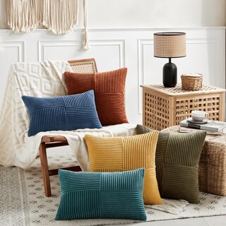 Foto 6 | Foto 6 | Fundas De Almohada Fancy Homi De Pana Verde Oliva, 35 X 60 Cm, Paquete De 2 Unidades - Venta Internacional.