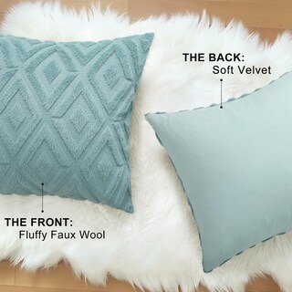 Foto 4 | Foto 4 | Fundas De Almohada Decoruhome Spring De Lana Sintética De 66 X 66 Cm, Color Verde Menta - Venta Internacional.
