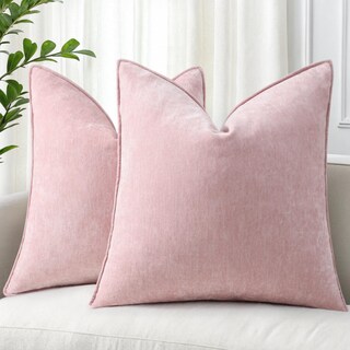 Foto 1 | Foto 1 | Fundas De Almohada Decoruhome Spring Chenille 24 X 24 Cm, Rosa Rubor - Venta Internacional.