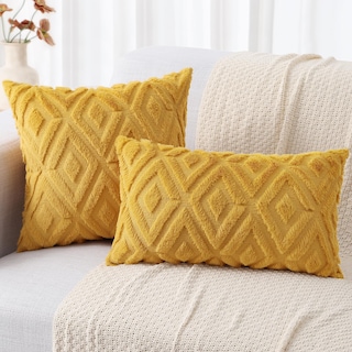 Foto 7 | Foto 7 | Juego De 2 Fundas De Almohada Para Sofá Decoruhome, 26 X 26 Cm, Color Amarillo - Venta Internacional.