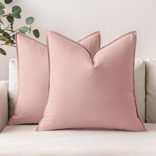 Foto 1 | Foto 1 | Fundas De Almohada Miulee De Lino Rosa Claro De 55 X 55 Cm, Paquete De 2 - Venta Internacional.