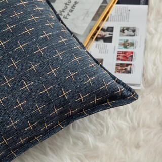 Foto 2 | Foto 2 | Fundas De Almohada Mandioo De Lino De Arpillera, 45 X 45 Cm, Paquete De 2 Unidades, Color Azul Oscuro - Venta Internacional.