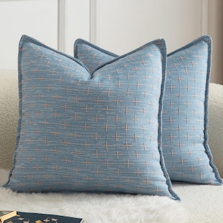 Foto 1 | Foto 1 | Fundas De Almohada Mandioo De Lino De Arpillera, 40 X 40 Cm, Paquete De 2 Unidades, Color Azul - Venta Internacional.