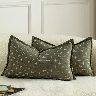 Foto 1 | Foto 1 | Fundas De Almohada Mandioo De Lino De Arpillera, 40 X 60 Cm, Paquete De 2 Unidades, Color Verde Oliva - Venta Internacional.