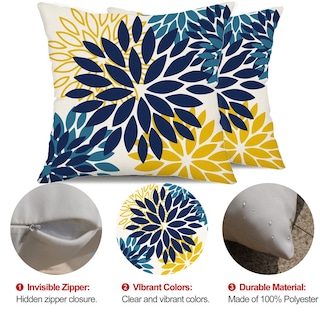 Foto 6 | Foto 6 | Fundas De Almohada Dfxsz Con Forma De Flor Azul Y Amarilla 45 X 45 Cm Juego De 2 - Venta Internacional.