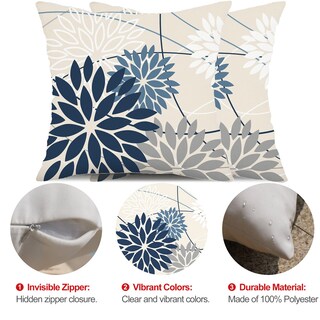 Foto 6 | Foto 6 | Fundas De Almohada Dfxsz Color Azul Y Gris Diseño Floral 50 X 50 Cm Juego De 2 Para Exteriores - Venta Internacional.