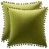 Pack De 2 Fundas De Almohada Dezene Chartreuse 20 X 20 Cm Terciopelo - Venta Internacional.