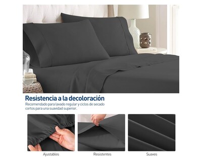 Foto 3 | Foto 3 | Juego De Sabanas Individual Bluelander, 3 Piezas, 100% Poliéster De Microfibra Ultrasuave (negro).