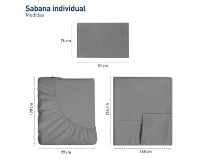 Foto 5 | Foto 5 | Juego de Sábanas Individual Bluelander Gris 3 Piezas 100% Poliéster de Microfibra Ultrasuave