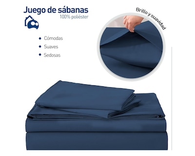 Foto 2 | Foto 2 | Juego de Sábanas Individual Bluelander Azul 3 Piezas 100% Poliéster de Microfibra Ultrasuave
