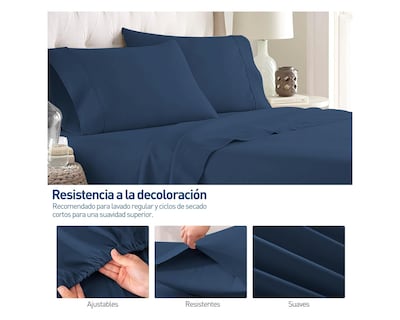 Foto 3 | Foto 3 | Juego de Sábanas Individual Bluelander Azul 3 Piezas 100% Poliéster de Microfibra Ultrasuave