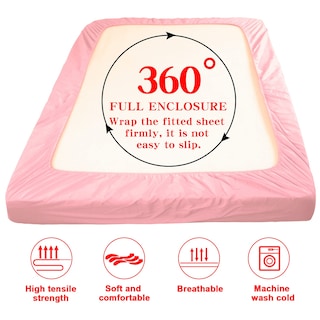 Foto 4 | Foto 4 | Sábana Bajera Ajustable Ntbay De Microfibra Cepillada Con Bolsillo Profundo, Color Rosa - Venta Internacional.
