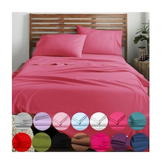 Foto 1 | Foto 1 | Juego De Sábanas Okaeri De 200 Hilos, 4 Piezas, Rosa, 2 Asientos - Venta Internacional.