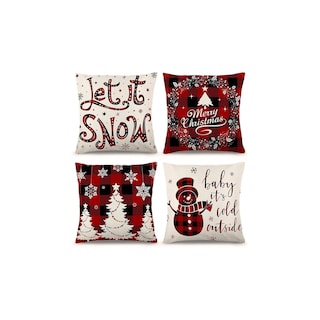 Foto 1 | Foto 1 | Juego De Fundas De Almohada Navideñas De Lino Y Algodón De 45 X 45 Cm 4 Piezas - Venta Internacional