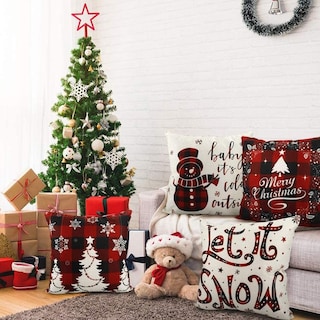 Foto 7 | Foto 7 | Juego De Fundas De Almohada Navideñas De Lino Y Algodón De 45 X 45 Cm 4 Piezas - Venta Internacional