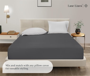 Foto 5 | Foto 5 | Sábana Bajera Lane Linen Lane Linen Queen De Microfibra Color Carbón - Venta Internacional.