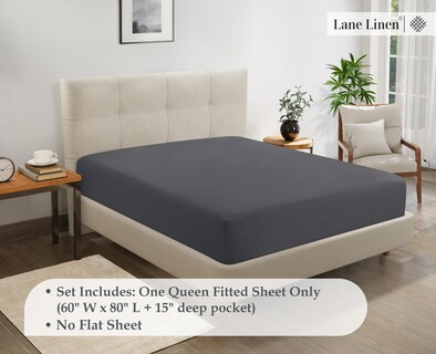 Foto 7 | Foto 7 | Sábana Bajera Lane Linen Lane Linen Queen De Microfibra Color Carbón - Venta Internacional.
