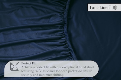 Foto 4 | Foto 4 | Sábana Bajera Lane Linen Lane Linen Twin Xl De Microfibra Azul Marino - Venta Internacional.