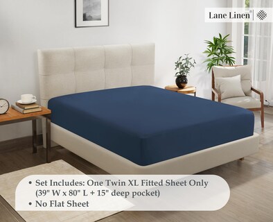 Foto 7 | Foto 7 | Sábana Bajera Lane Linen Lane Linen Twin Xl De Microfibra Azul Marino - Venta Internacional.