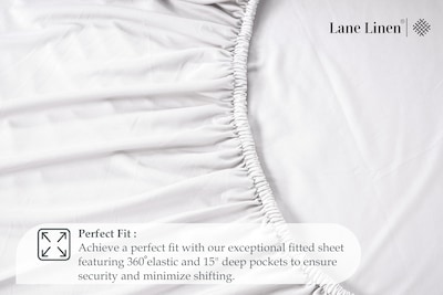 Foto 4 | Foto 4 | Sábana Bajera Lane Linen Lane Linen King, Elástica En 4 Direcciones, Blanca - Venta Internacional.