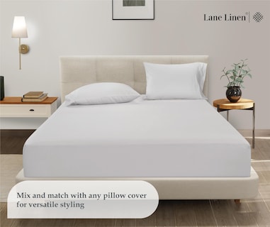 Foto 5 | Foto 5 | Sábana Bajera Lane Linen Lane Linen King, Elástica En 4 Direcciones, Blanca - Venta Internacional.