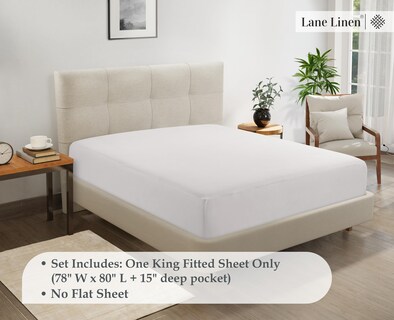 Foto 7 | Foto 7 | Sábana Bajera Lane Linen Lane Linen King, Elástica En 4 Direcciones, Blanca - Venta Internacional.
