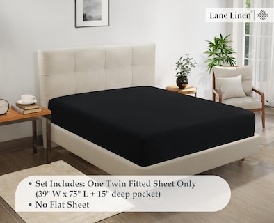 Foto 7 | Foto 7 | Sábana Bajera Ajustable Lane Linen de Microfibra Negra - Venta Internacional