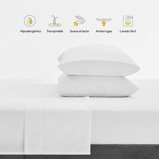Foto 4 | Foto 4 | Juego de Sábanas de Microfibra Individuales Nooz Blanco 1 Juego de 3 Piezas
