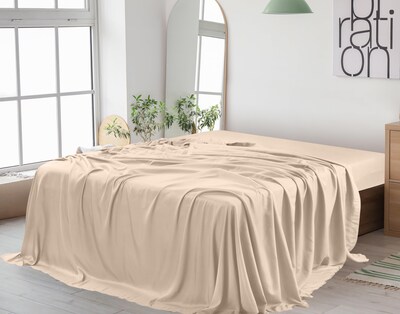 Foto 4 | Foto 4 | Sábana Plana Utopia Bedding De Microfibra Cepillada Suave, Tamaño King Beige - Venta Internacional.
