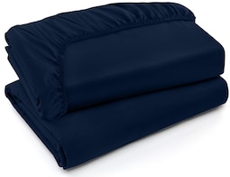 Sábana Bajera Ajustable Utopia Bedding De Microfibra Cepillada, Color Azul Marino, 2 Unidades - Venta Internacional.