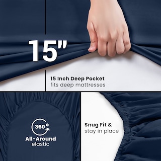 Foto 3 | Foto 3 | Sábanas Ajustables Utopia Bedding Queen, Paquete De 6 Unidades, Microfibra Suave, Azul Marino - Venta Internacional.