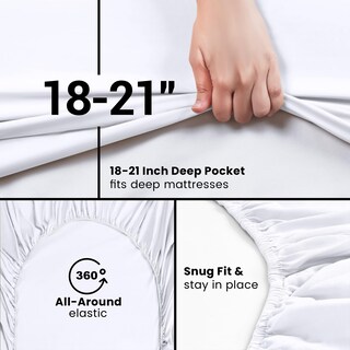 Foto 5 | Foto 5 | Sábana Bajera Utopia Bedding King Con Bolsillo Extra Profundo De 53 Cm, Color Blanco - Venta Internacional.