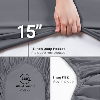 Foto 3 | Foto 3 | Sábanas Ajustables Utopia Bedding, Paquete Completo De 6 Unidades, Microfibra Suave, Color Gris - Venta Internacional.