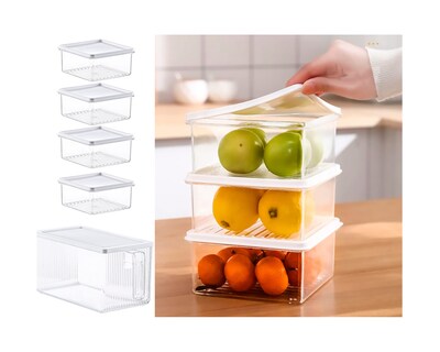 Foto 5 | Foto 5 | Organizadores de Alimentos con Asa para Refrigerador Brandtrendy Transparente Diseñó 5 en 1 Retráctil