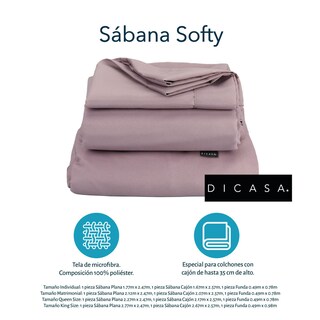 Foto 3 | Foto 3 | Juego de Sábanas Dicasa Softy color Púrpura King Size + Protector de Colchón + dos Almohadas One