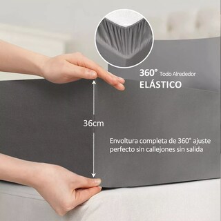 Foto 3 | Foto 3 | Juego de Sábanas Belug Matrimonial color Gris 4 Piezas