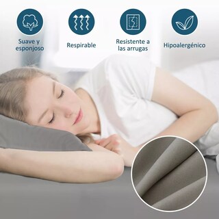 Foto 4 | Foto 4 | Juego de Sábanas Belug Matrimonial color Gris 4 Piezas