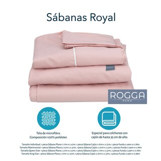 Foto 3 | Foto 3 | Juego De Sábanas Rogga Royal King Color Rosa + Protector Cloud Dicasa + Almohada Royal Twin