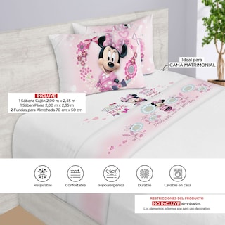 Foto 4 | Foto 4 | Juego de Sábanas Proviedencia Matrimonial Minnie Estampado de Flores